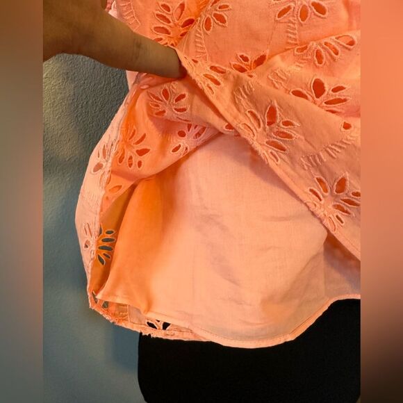 Lilly Pulitzer Palm Tree Eyelet Top Peach Size XXS - Picture 10 of 13